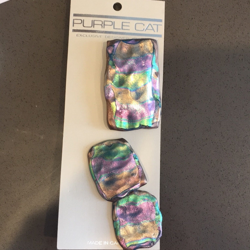 🌈 NWT vintage iridescent 1980s earrings​